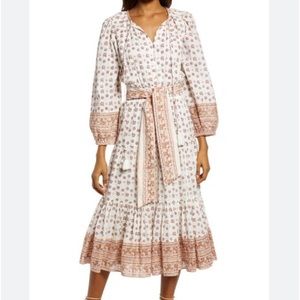 Cleobella White and Brown Floral Dress